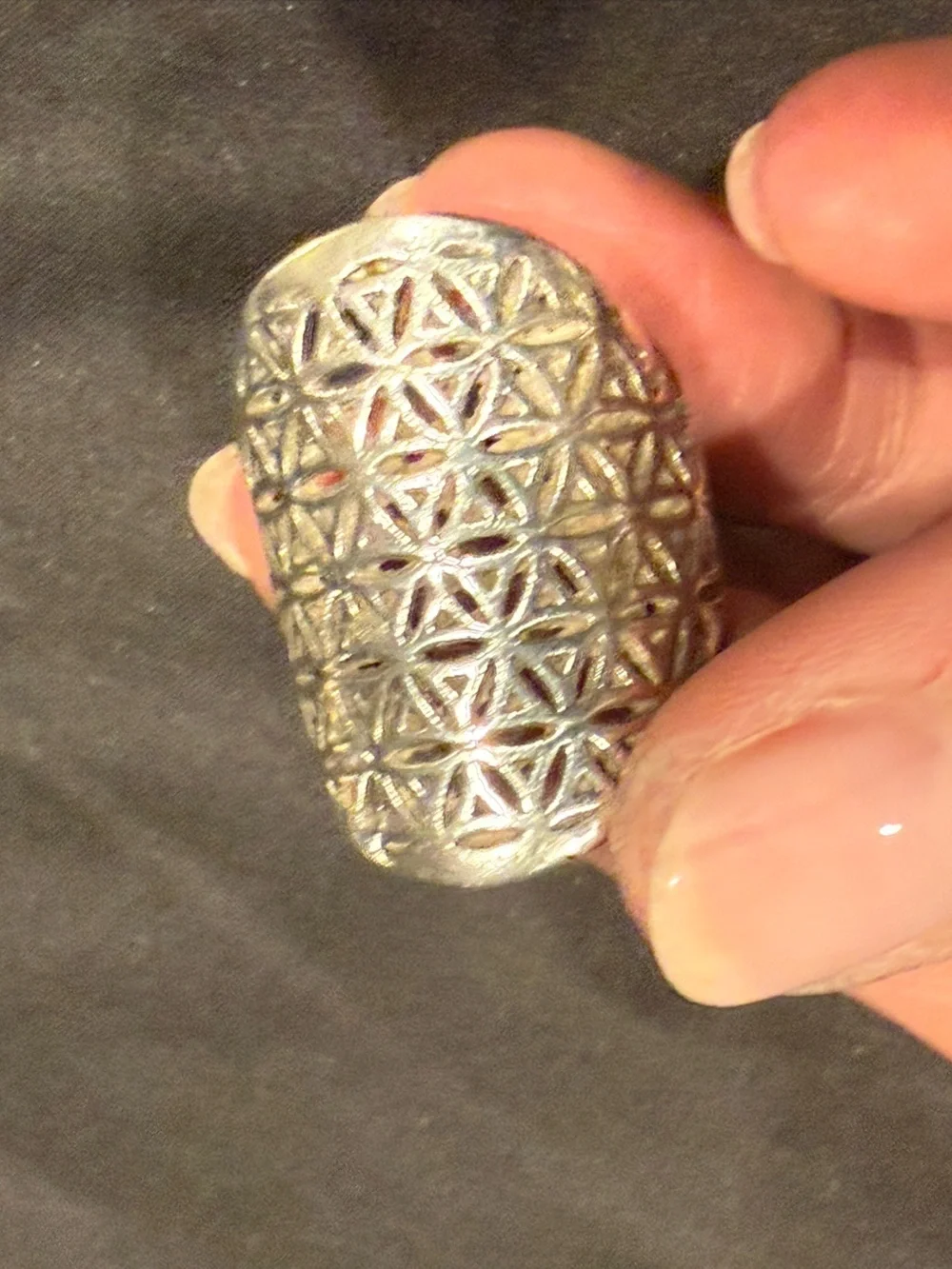 Sterling Silver Flower of Life Statement Ring Sacred Geometry Size 8